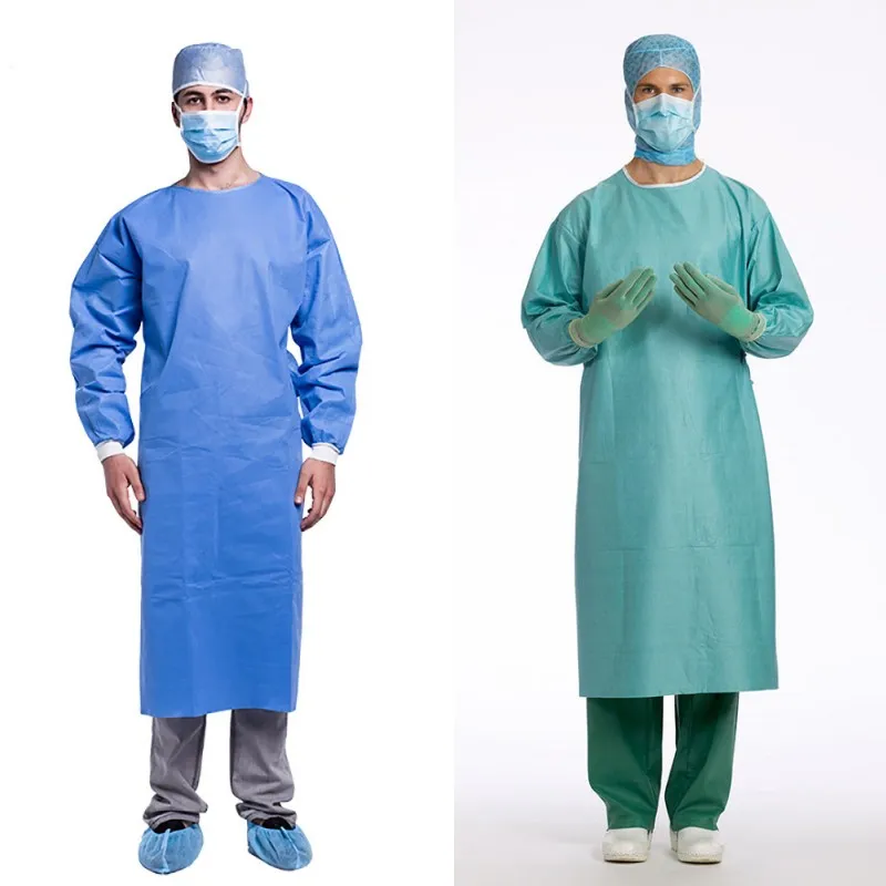 Blue and green surgical gowns